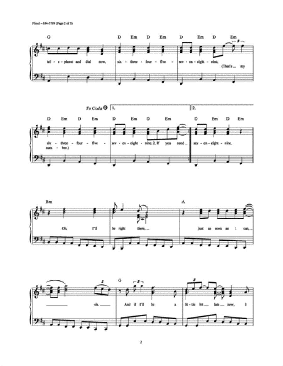 634-5789 634-5789 Piano, Vocal, Guitar scores gallery preview page 2