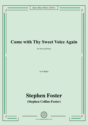 Book cover for S. Foster-Come with Thy Sweet Voice Again,in A Major