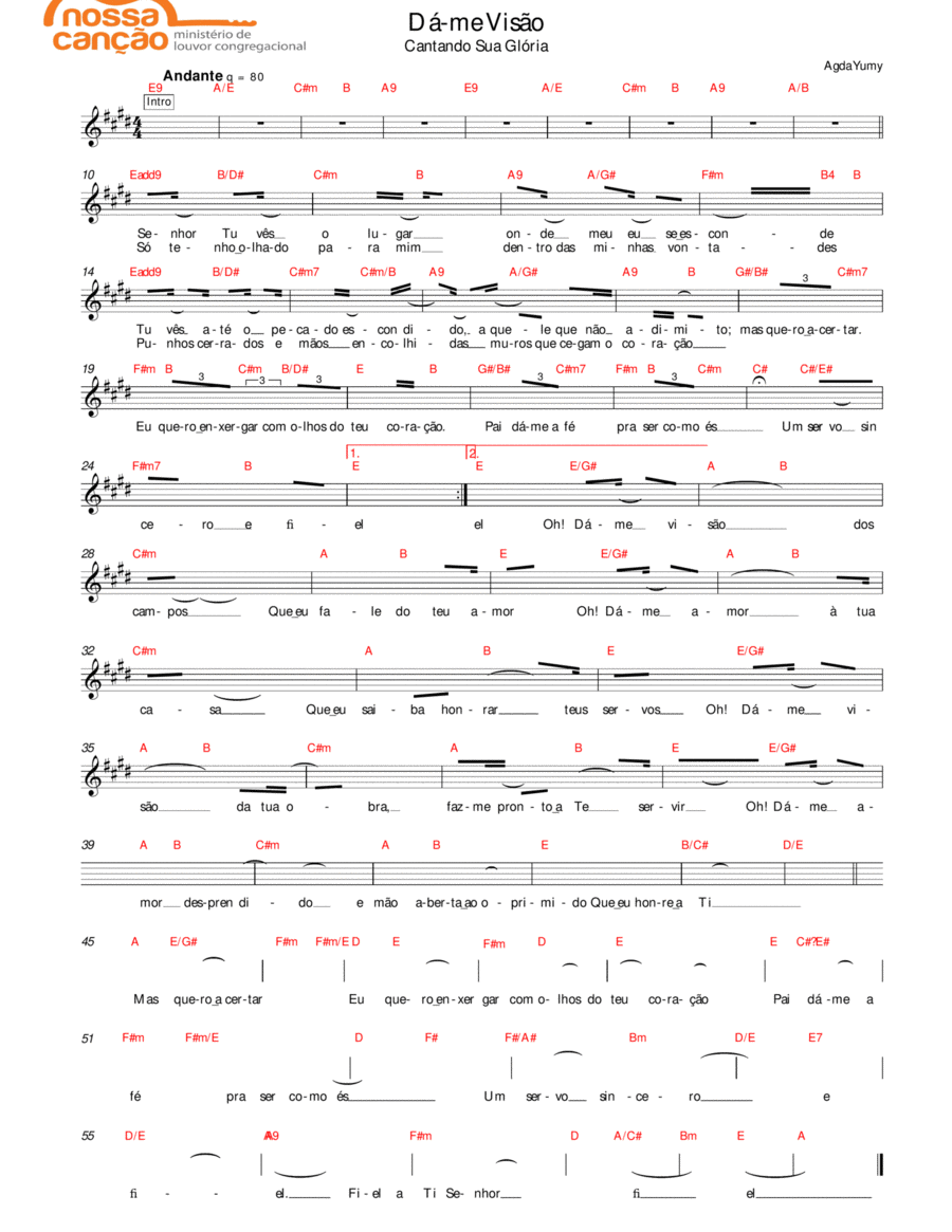 Dá-me visão Piano scores gallery preview page 1