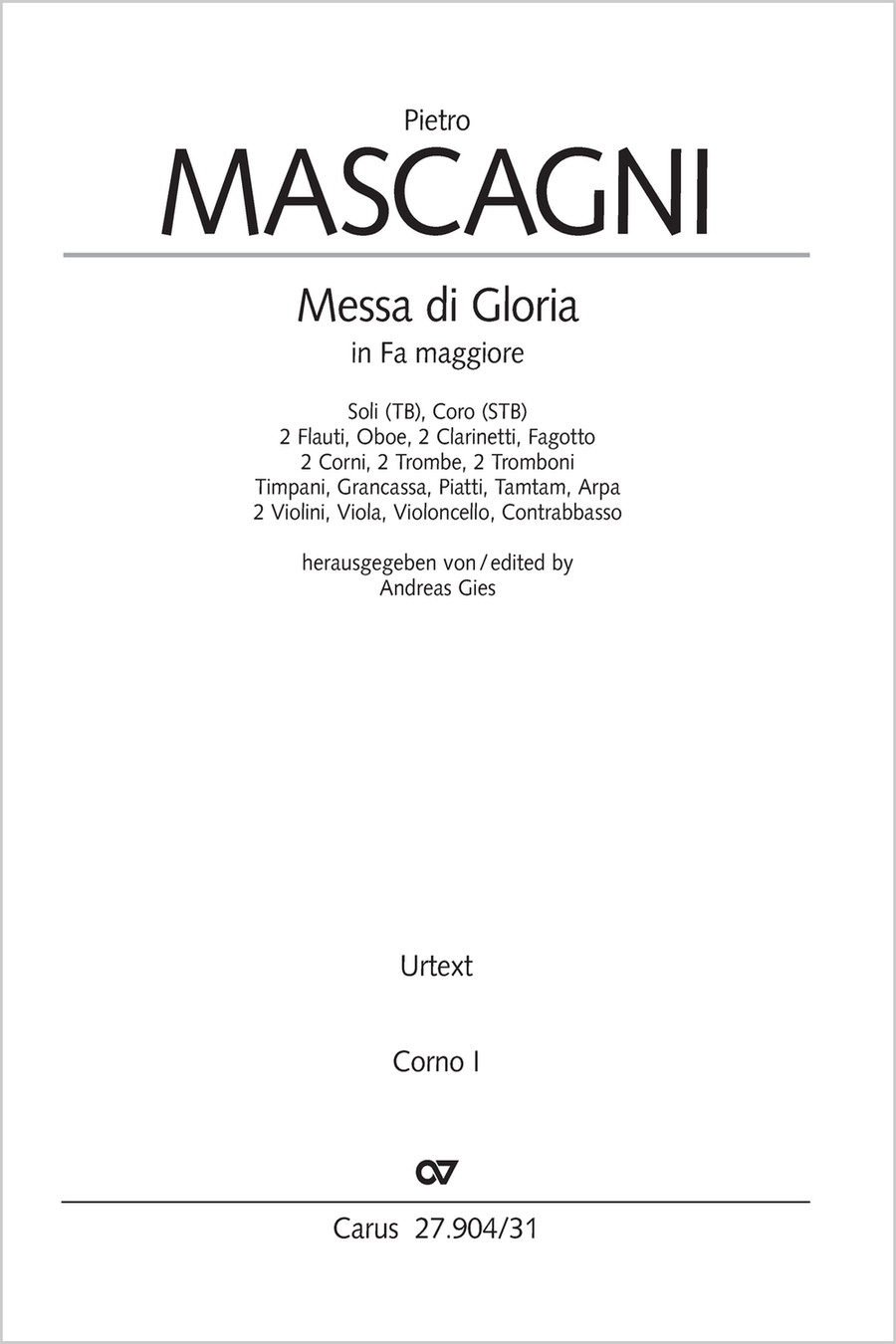 Messa di Gloria Messa di Gloria Horn scores gallery preview page 1