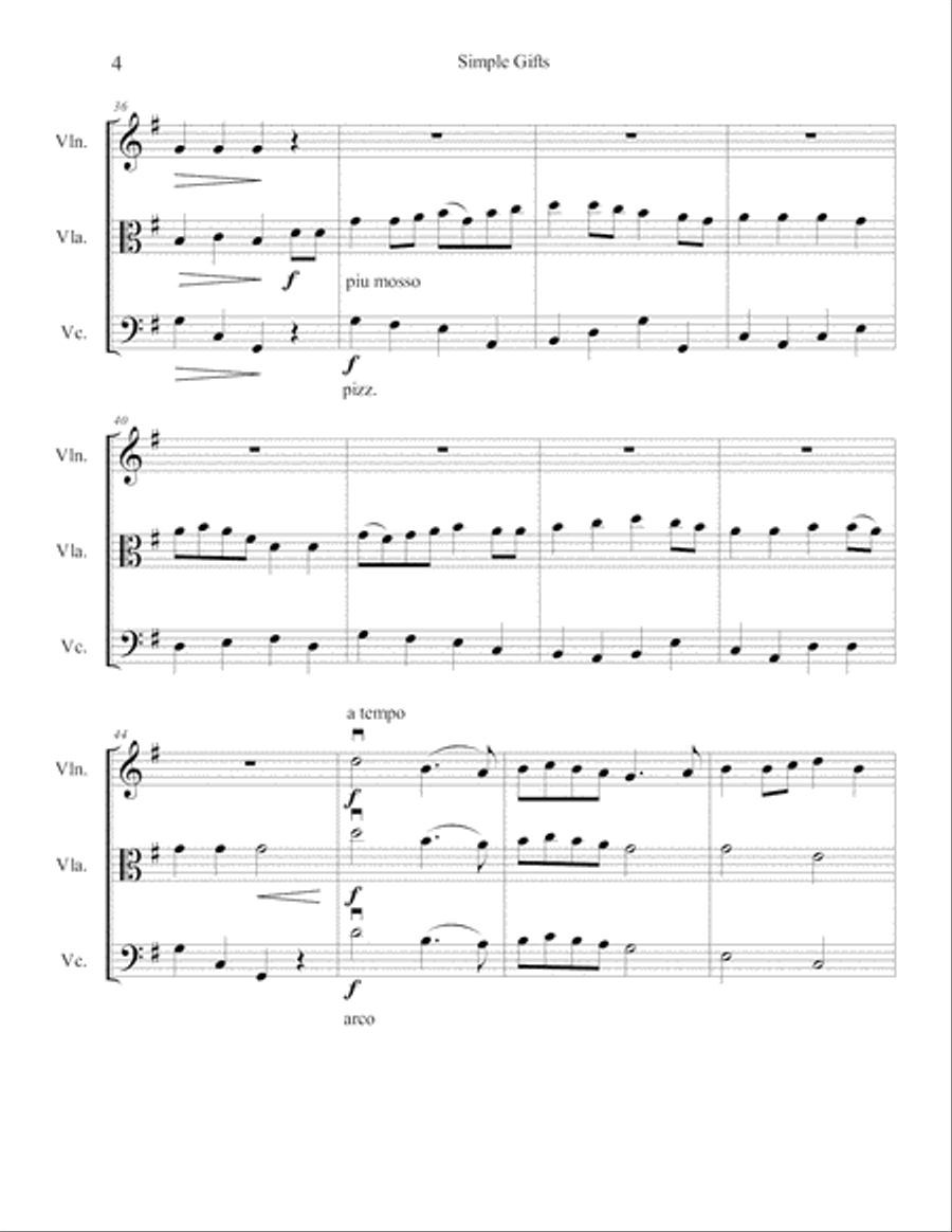 Simple Gifts String Trio scores gallery preview page 5