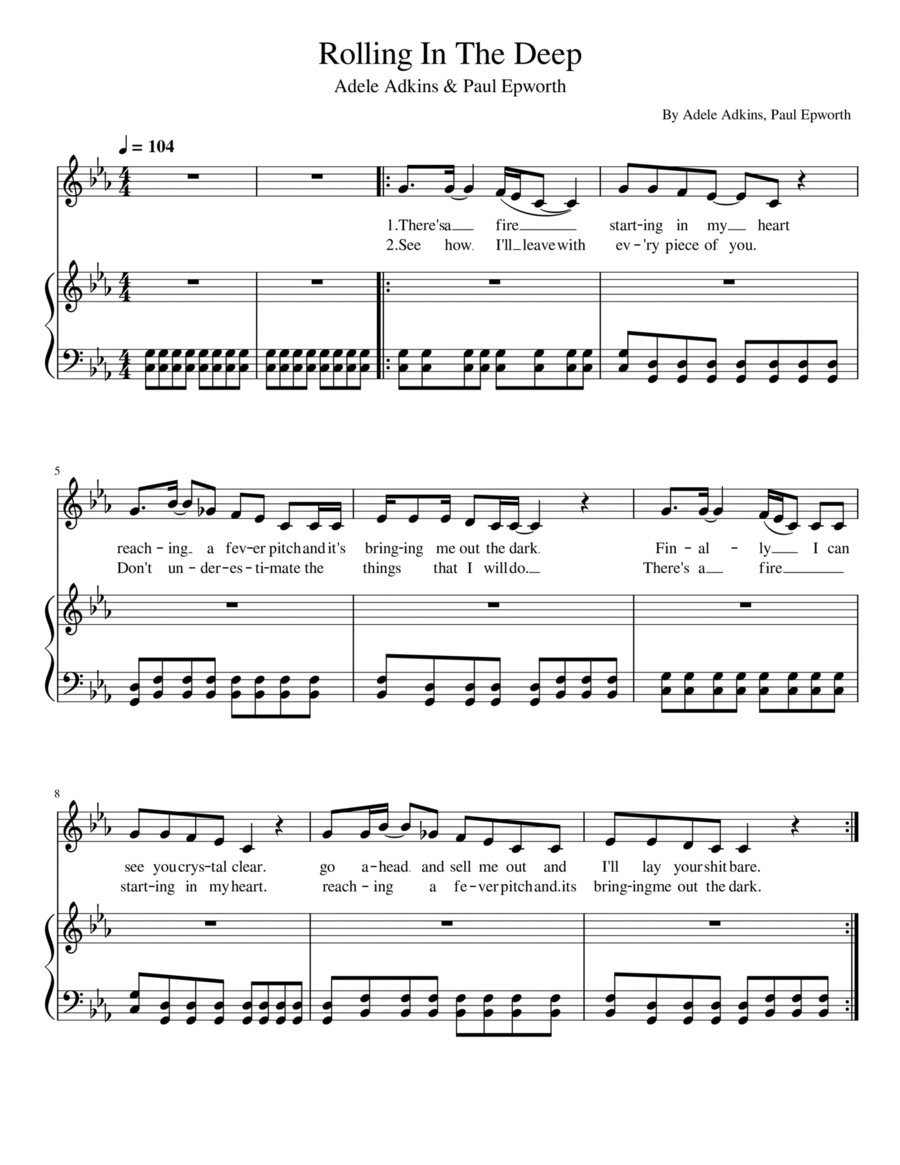 Rolling In The Deep Voice scores gallery preview page 1