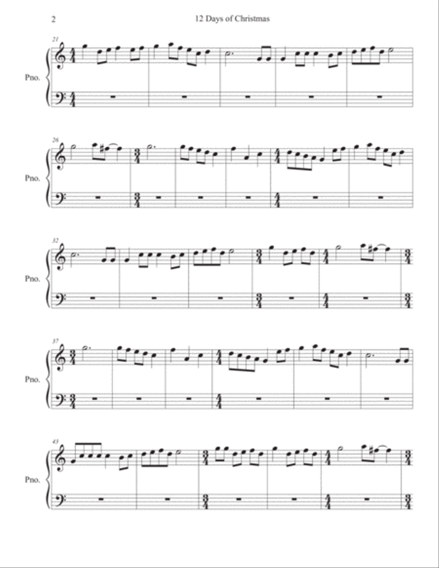 Twelve (12) Days of Christmas - Piano Easy Piano scores gallery preview page 2