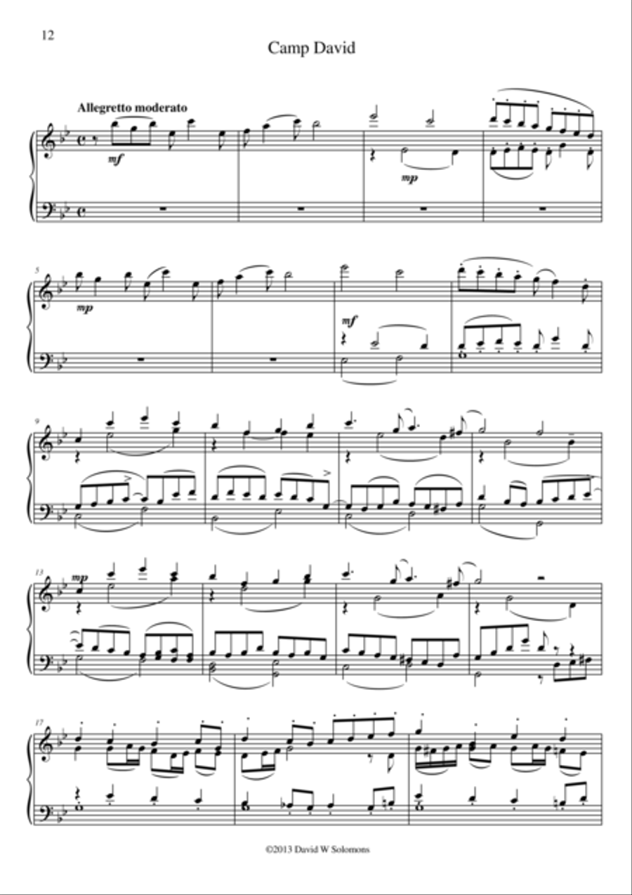 Camp David for piano (2 hands) Piano Solo scores gallery preview page 1
