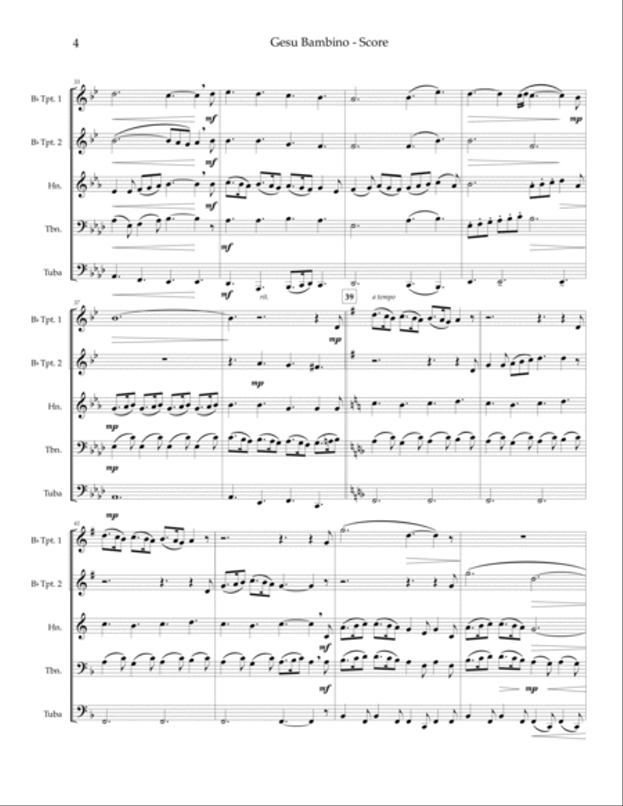 Gesu Bambino — brass quintet Brass Quintet scores gallery preview page 6