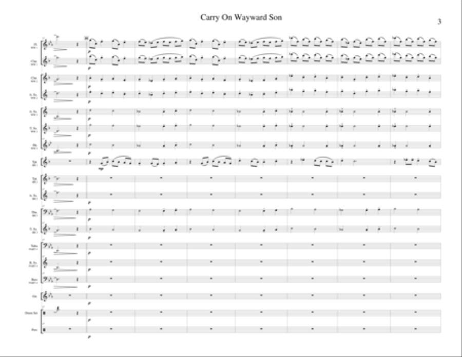 Carry On Wayward Son Small Ensemble scores gallery preview page 4