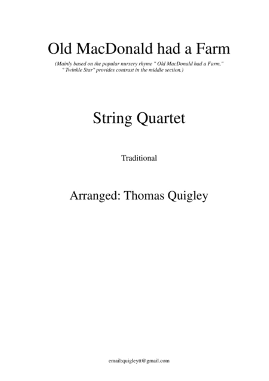 Old MacDonald had a Farm String Quartet scores gallery preview page 1