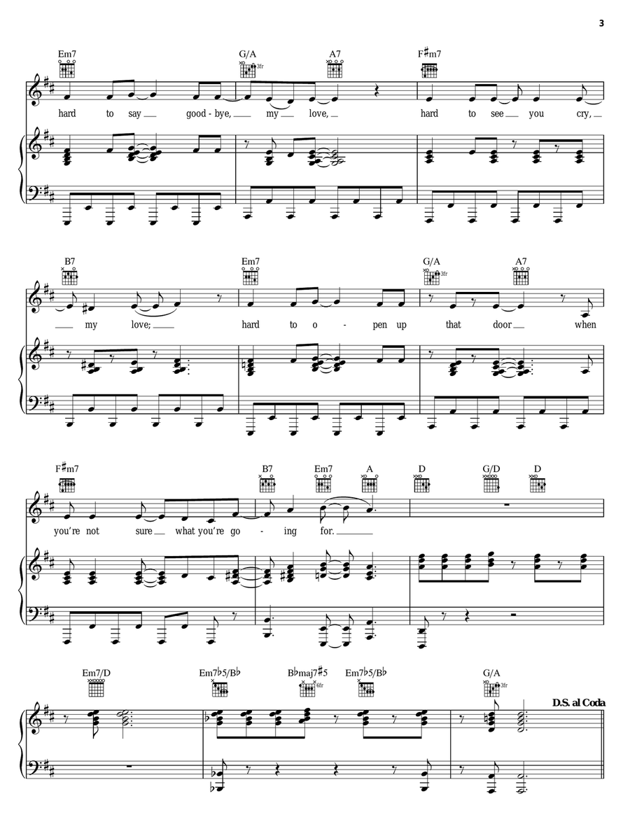 Hard To Say Goodbye, My Love Piano, Vocal, Guitar scores gallery preview page 3