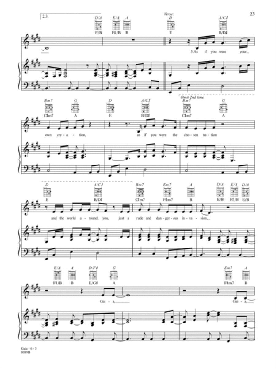 Gaia Gaia Piano, Vocal, Guitar scores gallery preview page 3