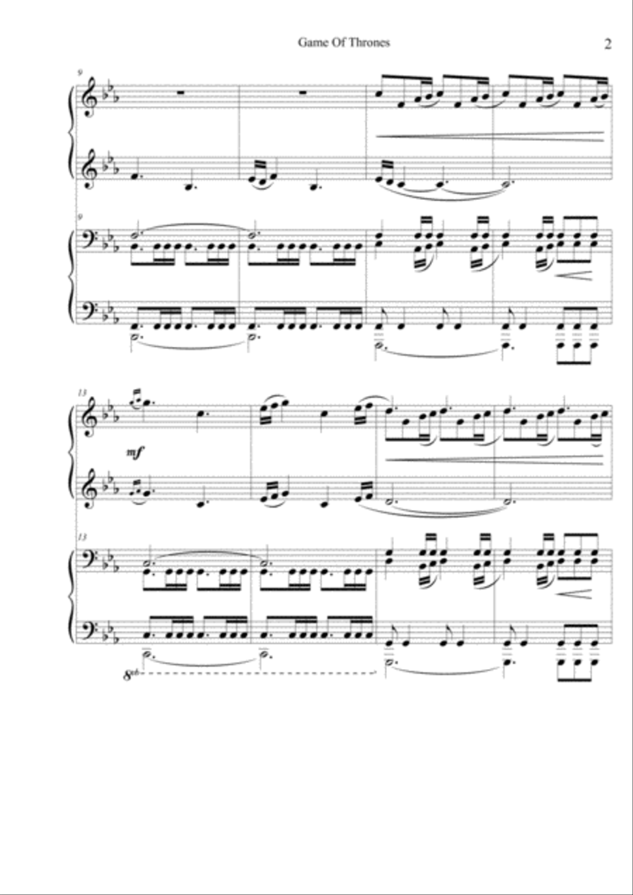 Game Of Thrones Piano scores gallery preview page 2