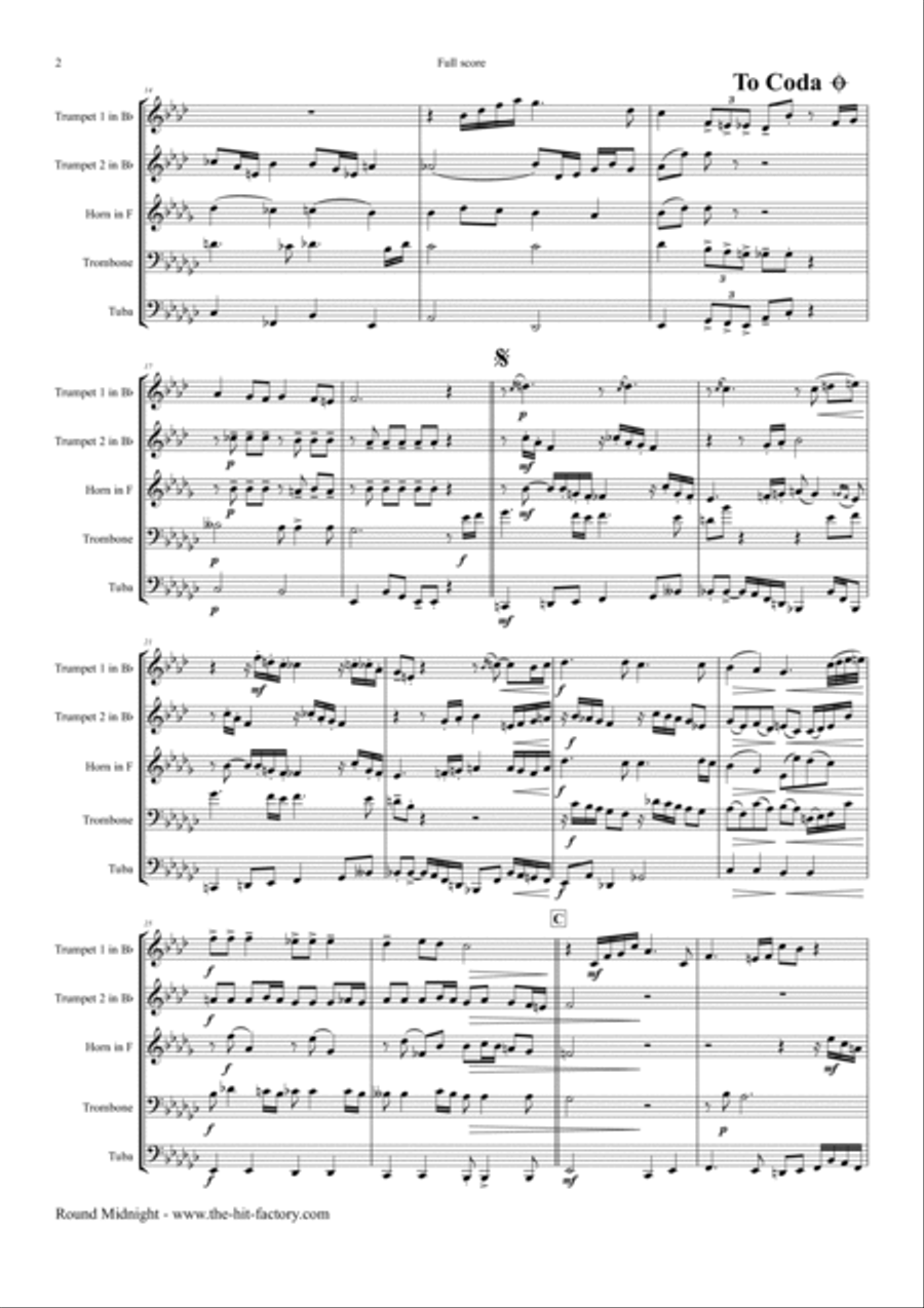 'round Midnight Horn scores gallery preview page 2