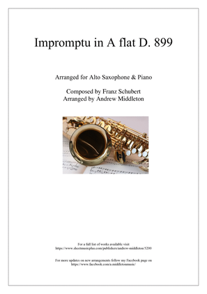 Impromtu in G Flat D.899 arranged for Alto Saxophone and Piano