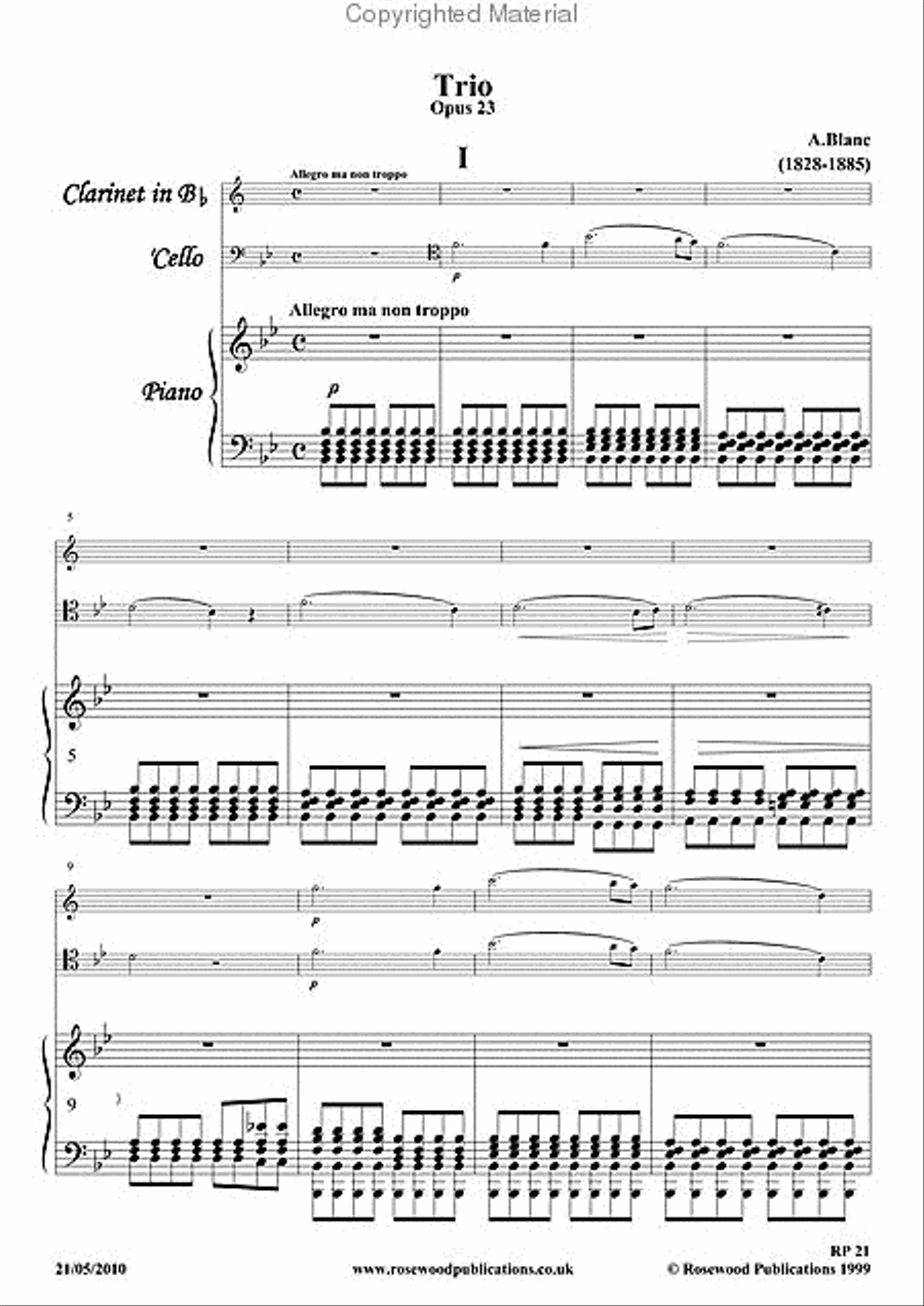 Trio, Op. 23 Trio, Op. 23 Clarinet scores gallery preview page 2