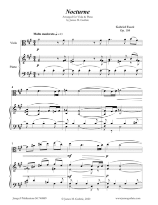 Fauré: Nocturne Op. 104 for Viola & Piano