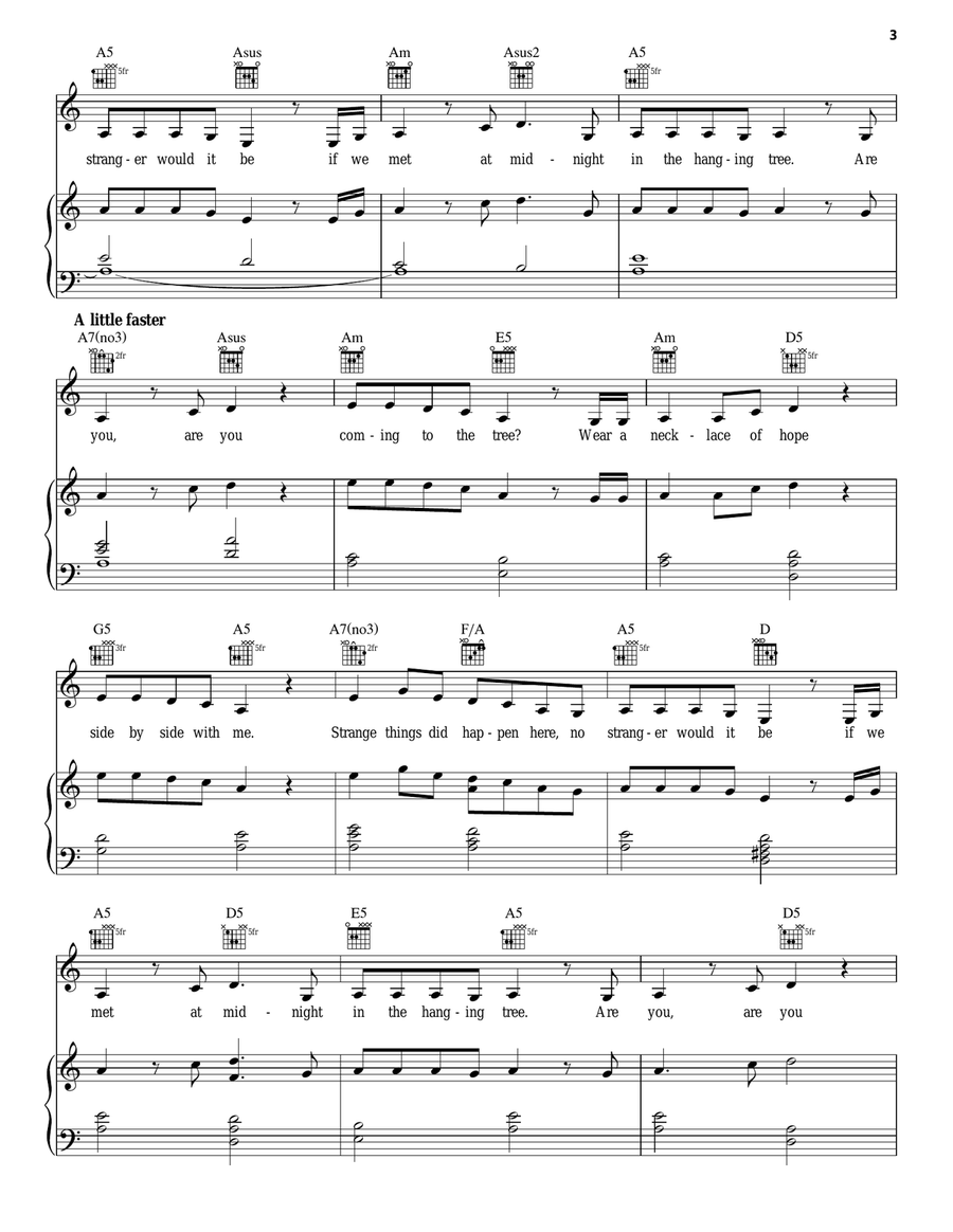 The Hanging Tree Piano, Vocal, Guitar scores gallery preview page 3