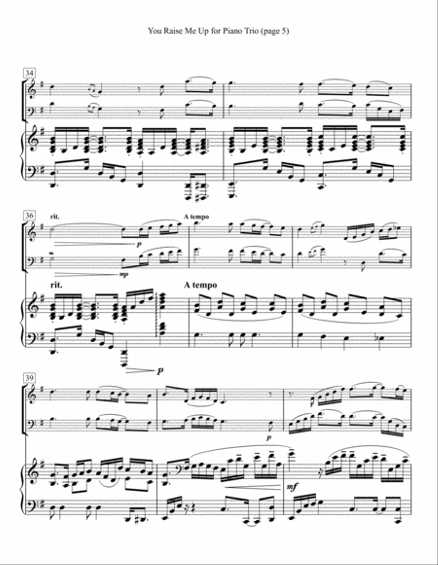 You Raise Me Up Piano Trio scores gallery preview page 5
