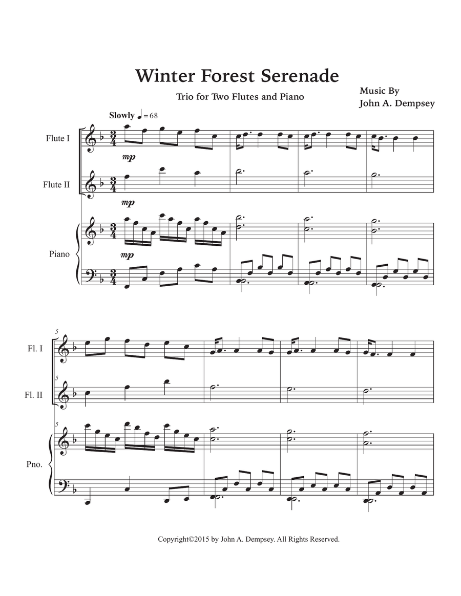 Winter Forest Serenade (Trio for Two Flutes and Piano) Woodwind Duet scores gallery preview page 5