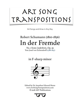 SCHUMANN: In der Fremde, Op. 39 no. 1 (transposed to F-sharp minor)
