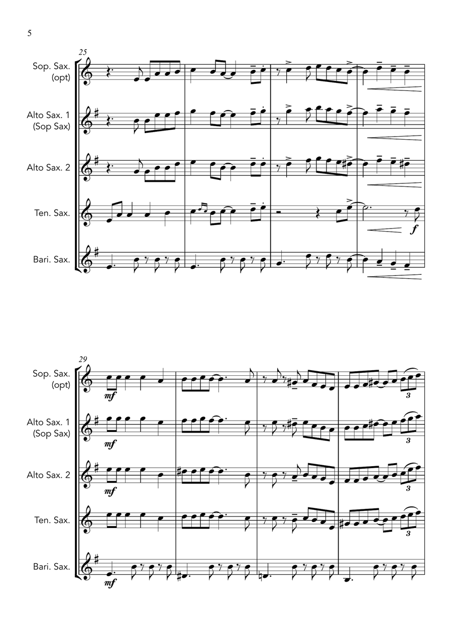 Johnny Swings On Home (When Johnny Comes Marching Home) - for Saxophone Quartet Saxophone Quartet scores gallery preview page 6