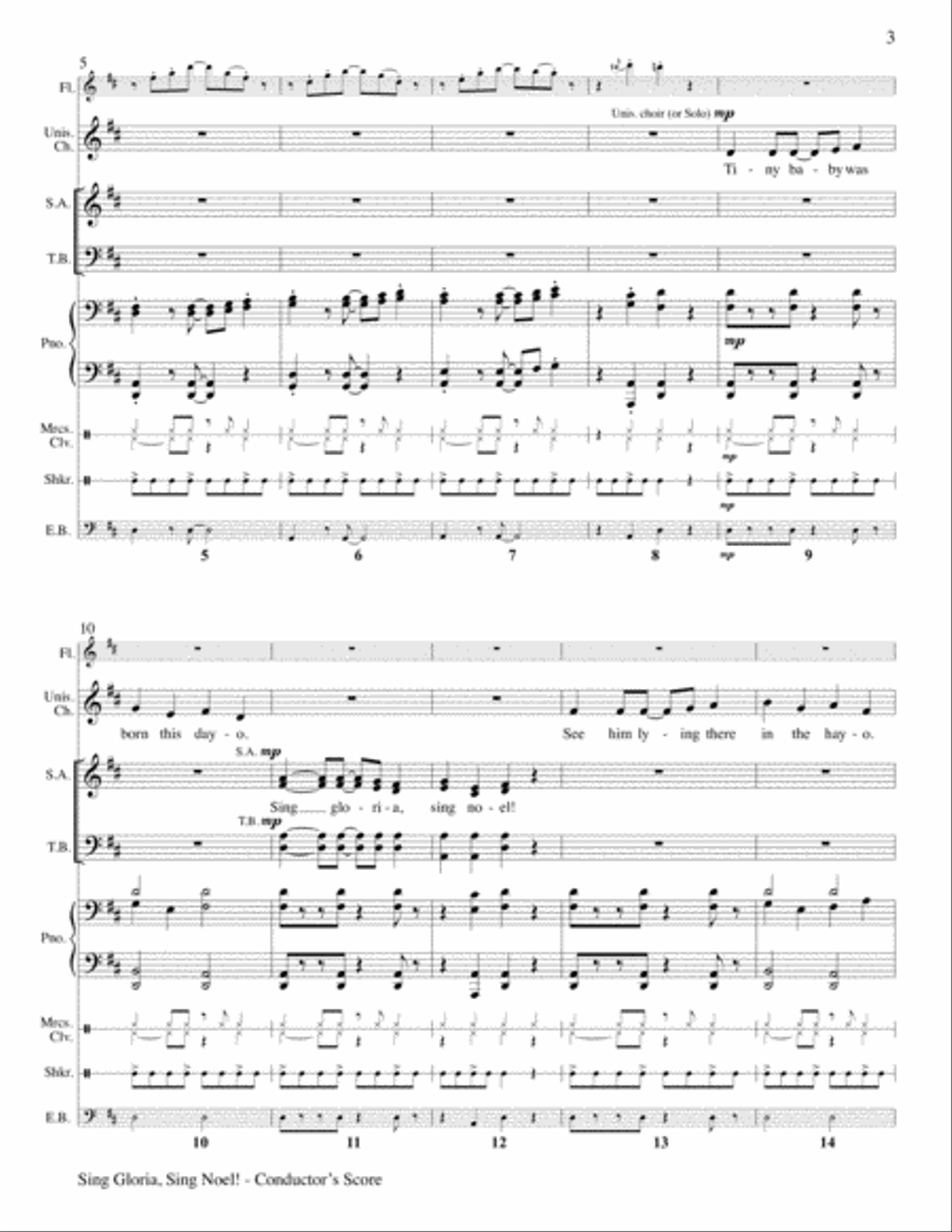 Sing Gloria, Sing Noel!-Raney-Conductor's Score, Flute, & Percussion-Digital Ver Unison Choir scores gallery preview page 3
