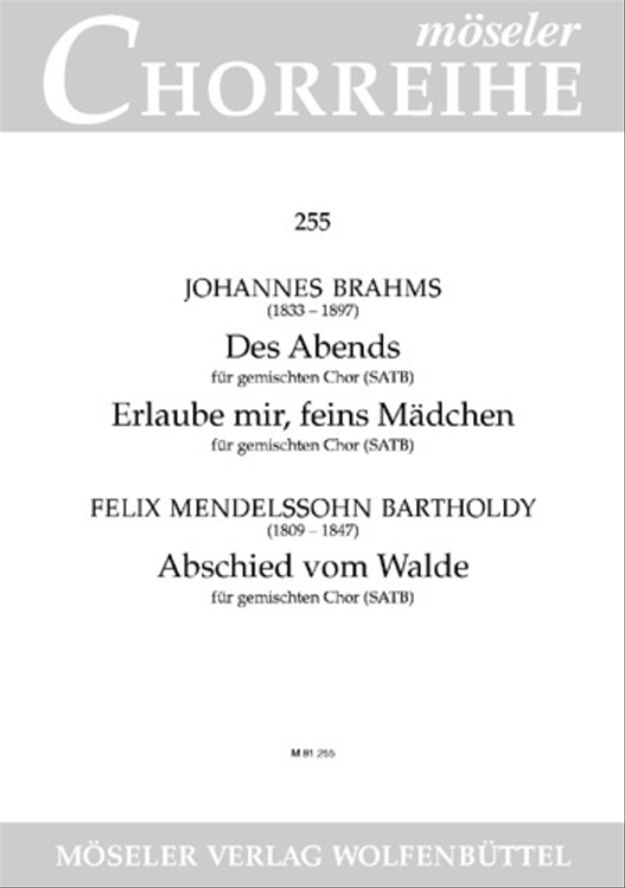 Des Abends / Erlaube mir / Abschied vom Walde 4-Part scores gallery preview page 1
