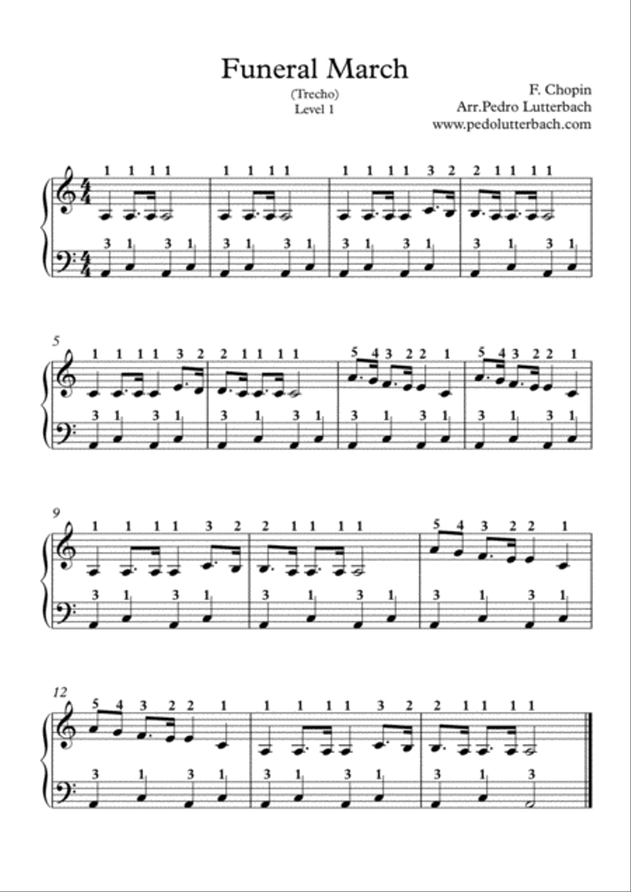Funeral March Easy Piano scores gallery preview page 1