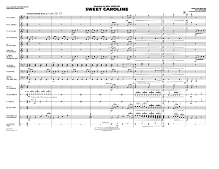 Sweet Caroline - Full Score Marching Band scores gallery preview page 2