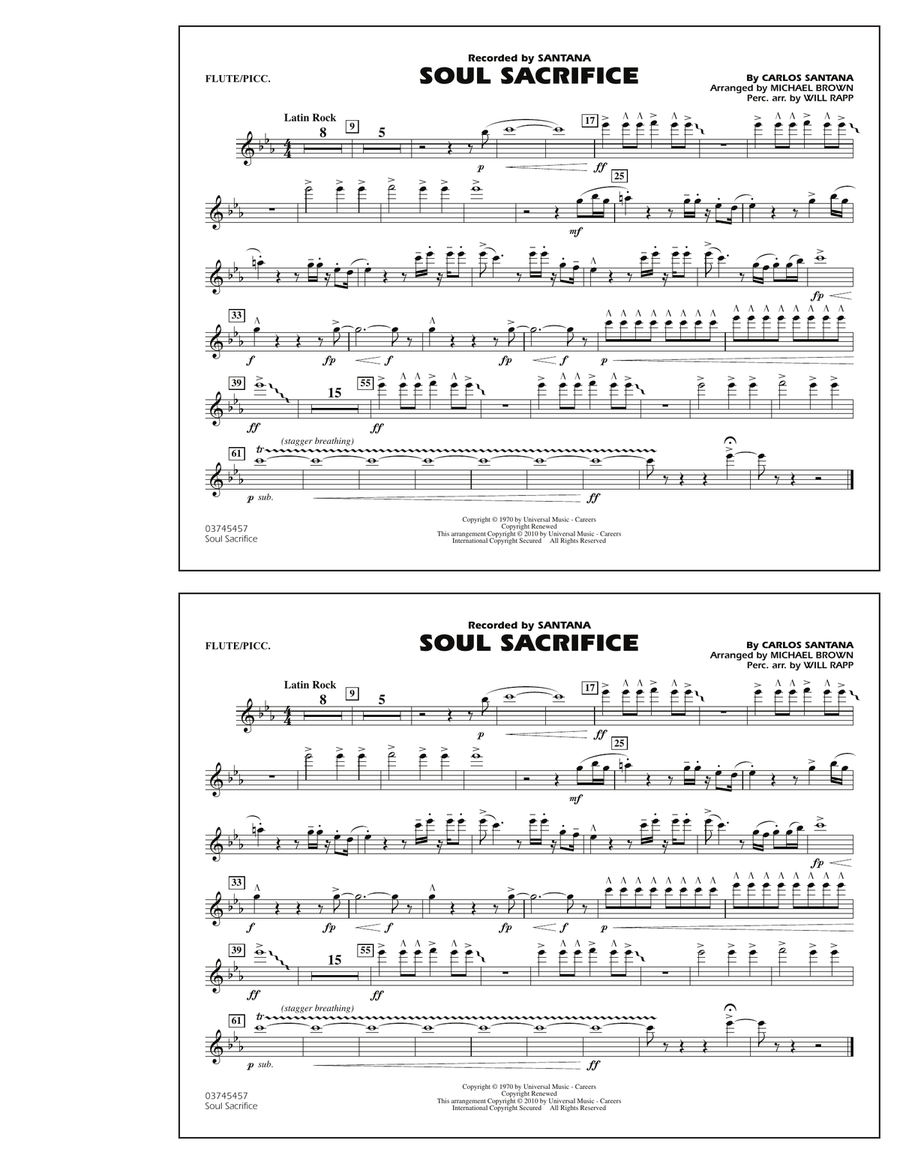 Soul Sacrifice - Flute/Piccolo Marching Band scores gallery preview page 1
