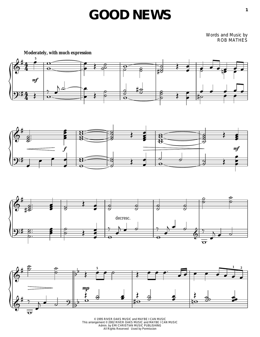 Good News Piano Solo scores gallery preview page 1