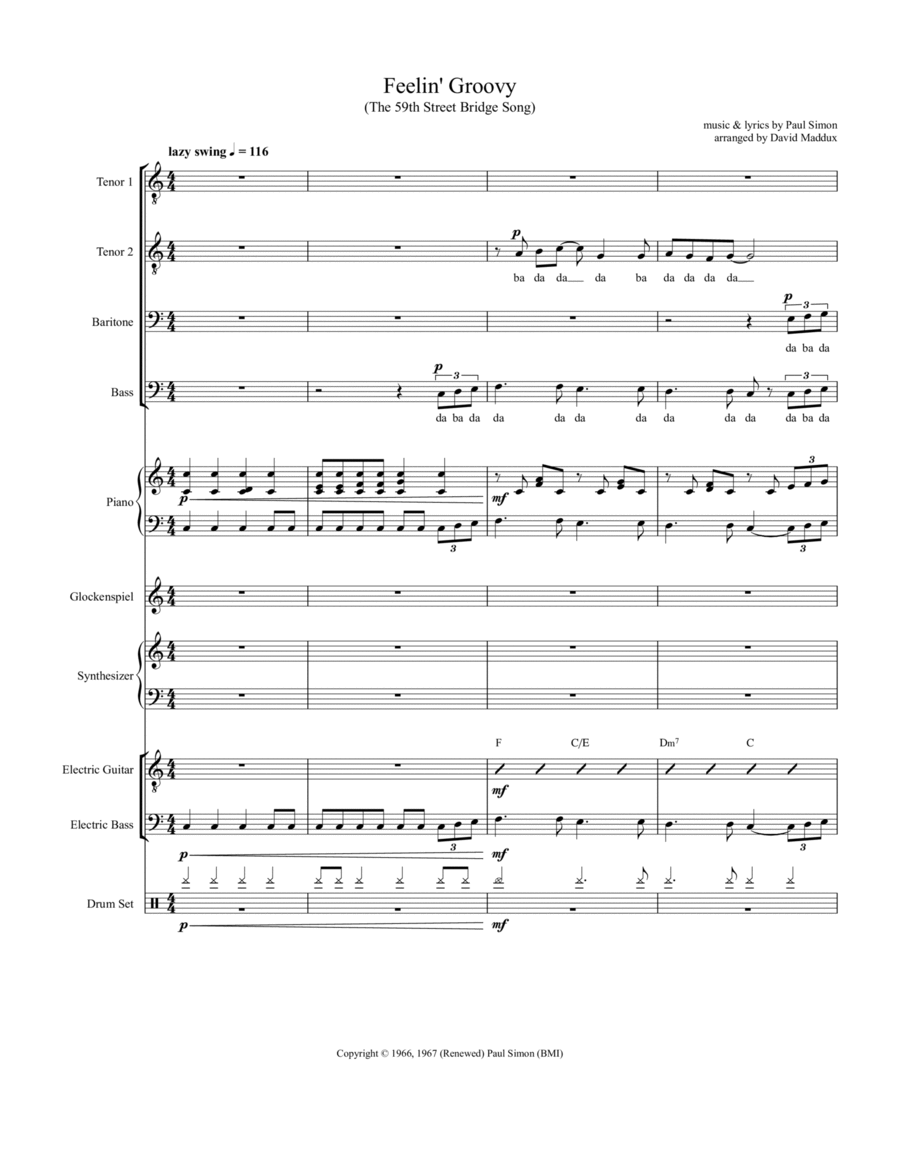 The 59th Street Bridge Song (feelin' Groovy) Small Ensemble scores gallery preview page 1