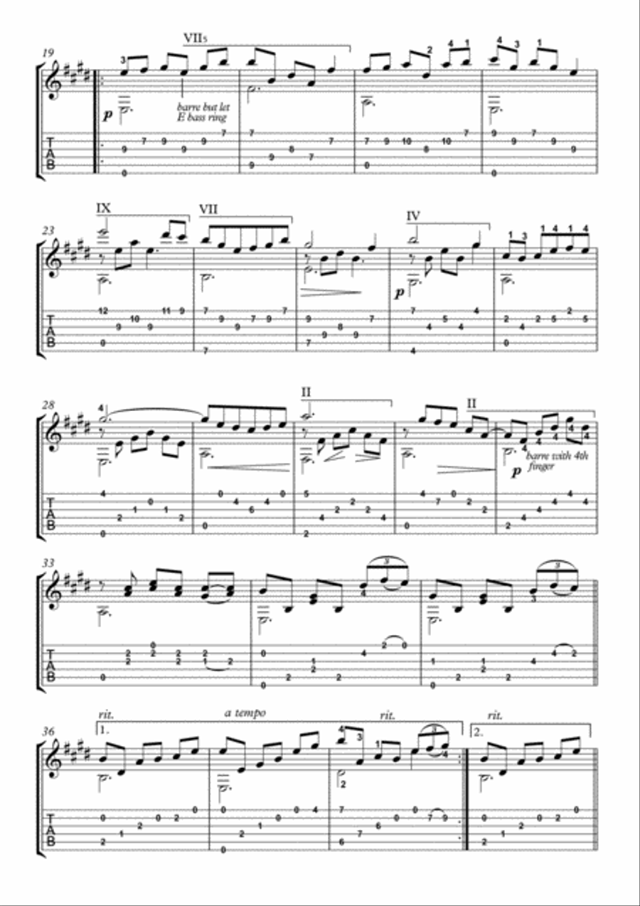 Serenata Guitar solo by Toselli Acoustic Guitar scores gallery preview page 2