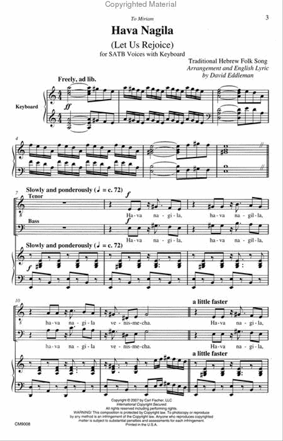 Hava Nagila 4-Part scores gallery preview page 2