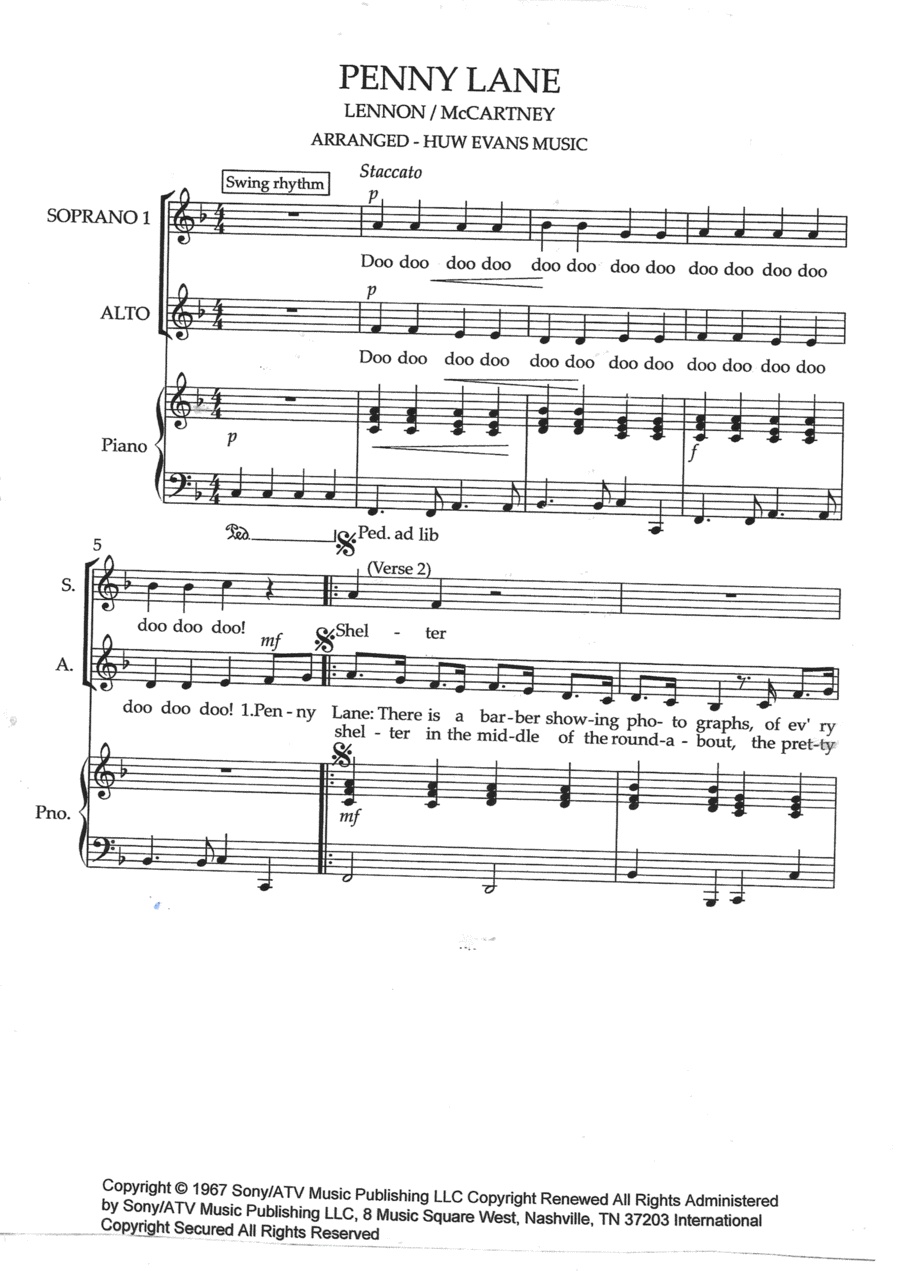 Penny Lane Penny Lane 2-Part scores gallery preview page 1