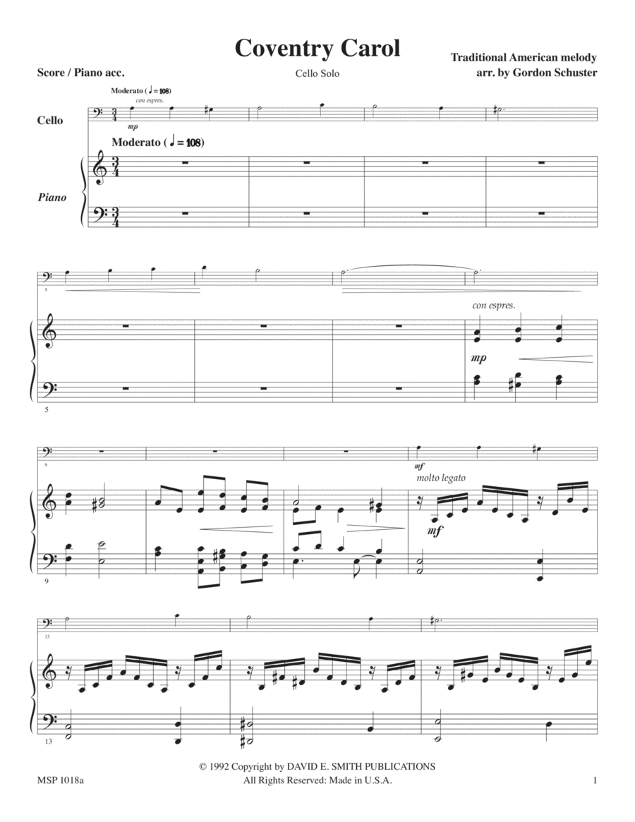 Three Christmas Solos - Cello, Vol. 1 Cello Solo scores gallery preview page 1