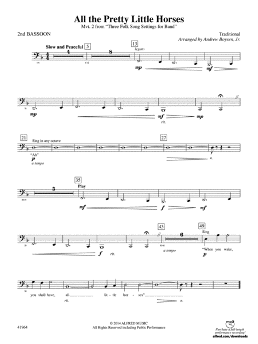 All the Pretty Little Horses: 2nd Bassoon Concert Band scores gallery preview page 1