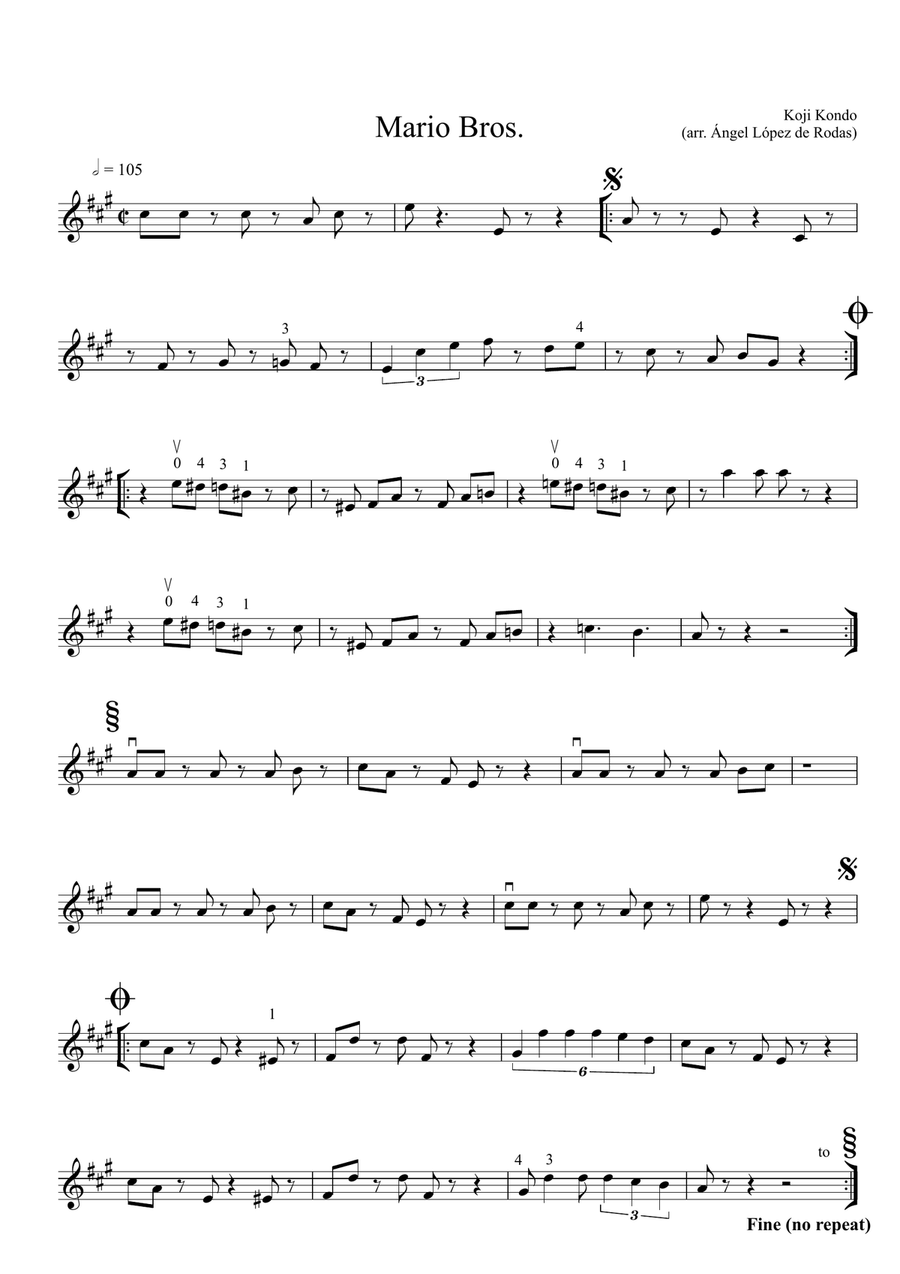 Super Mario Bros Theme Violin Solo scores gallery preview page 1