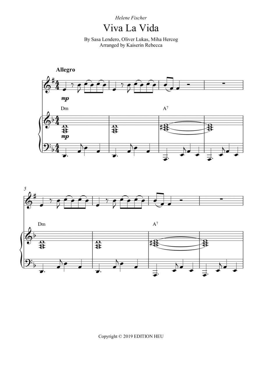 Viva La Vida Tenor Saxophone scores gallery preview page 1