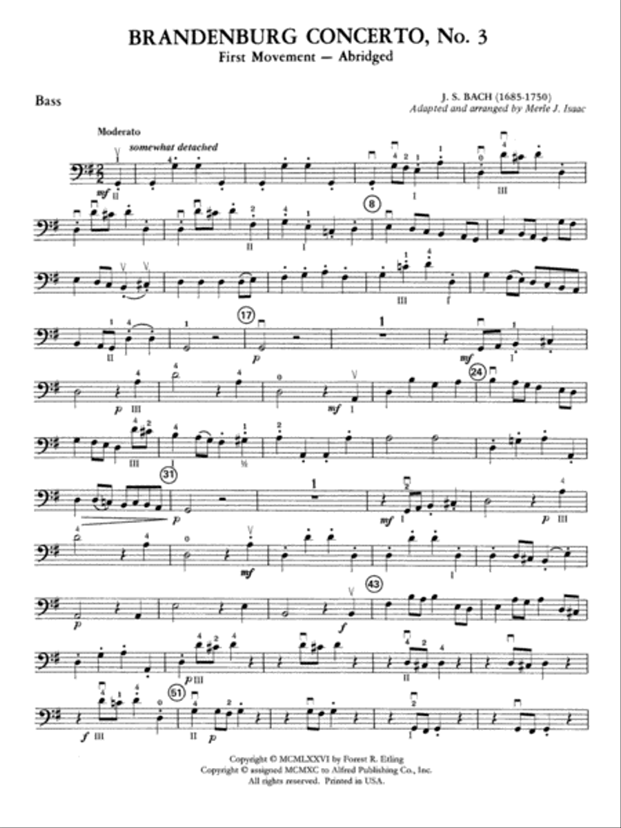 Brandenburg Concerto No. 3: String Bass String Orchestra scores gallery preview page 1