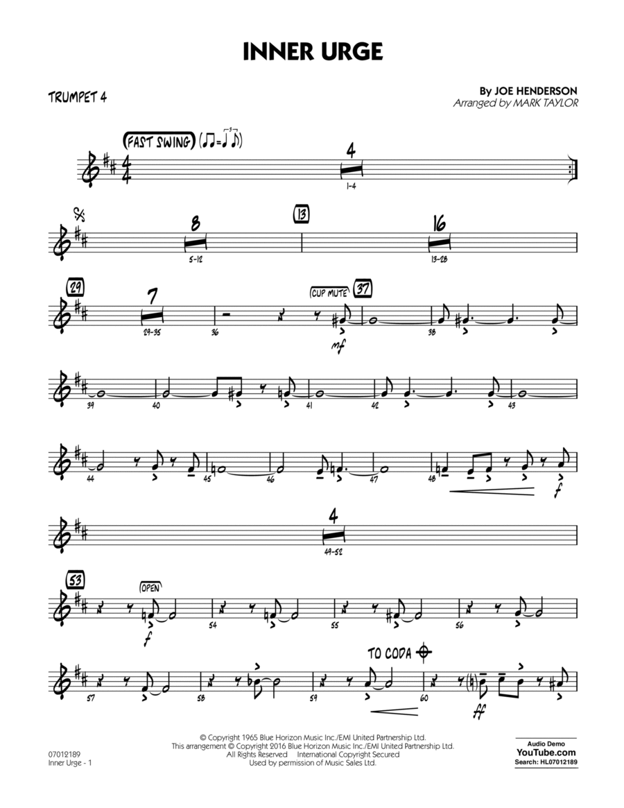 Inner Urge - Trumpet 4 Trumpet scores gallery preview page 1