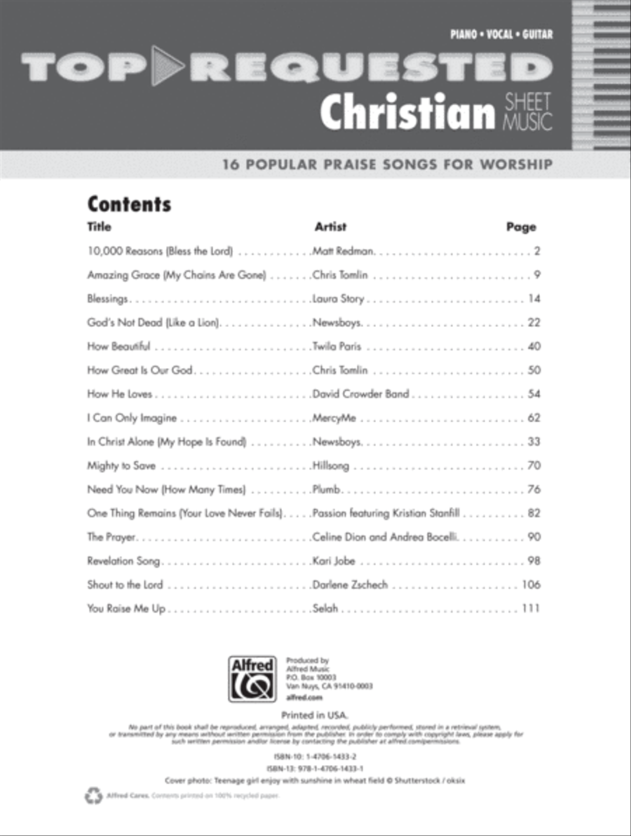 Top-Requested Christian Sheet Music Piano, Vocal, Guitar scores gallery preview page 2