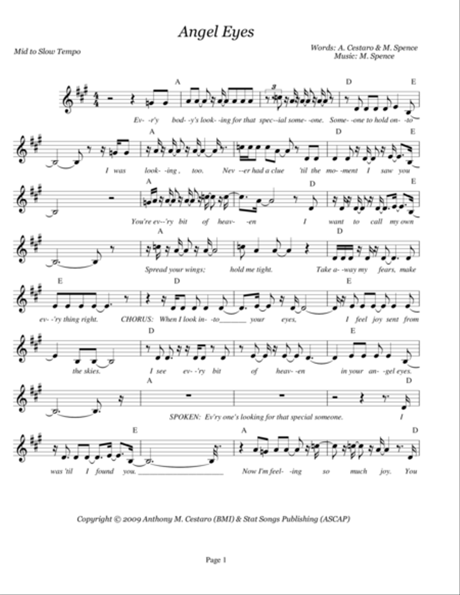 ANGEL EYES Voice Solo scores gallery preview page 1