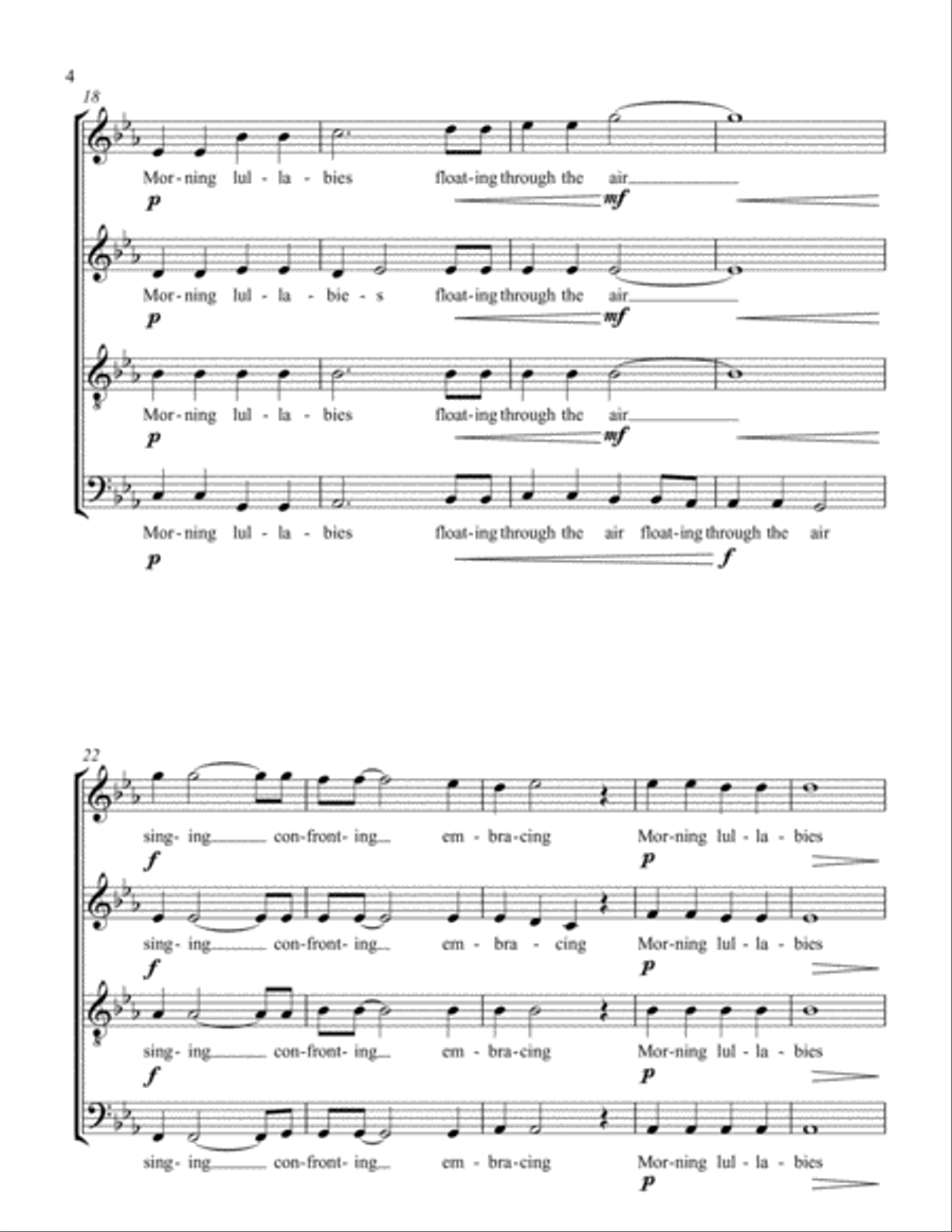 Morning Lullabies 4-Part scores gallery preview page 4