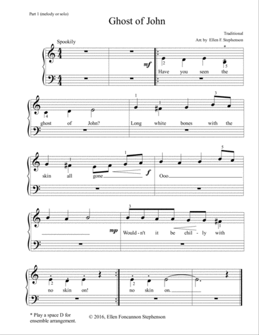 Ghost of John (solo, 1P/4H and 1P/6H) Piano Method scores gallery preview page 1