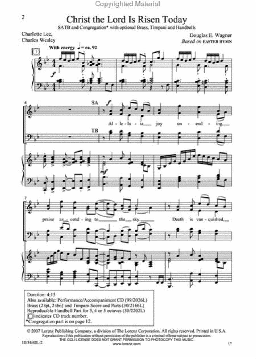 Christ the Lord Is Risen Today 4-Part scores gallery preview page 2