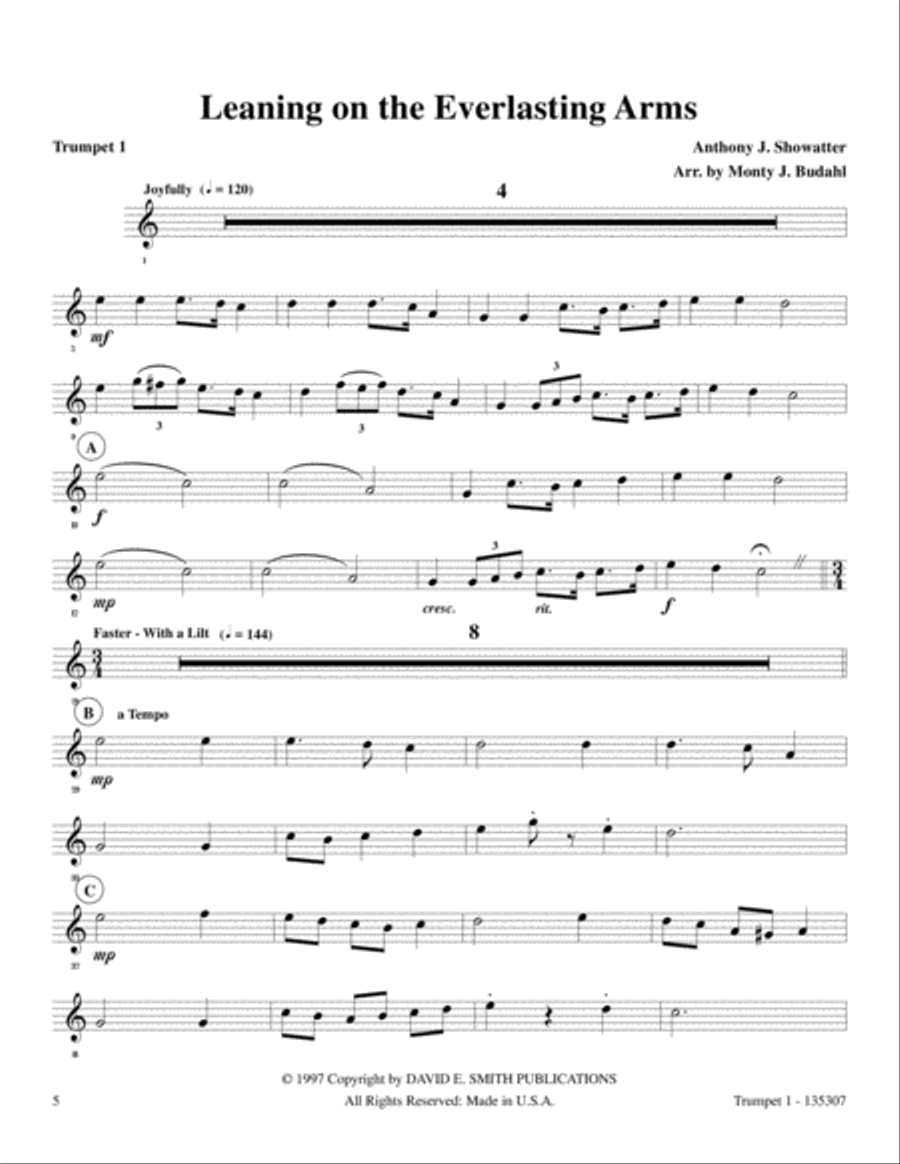 Leaning On The Everlasting Arms Trumpet scores gallery preview page 5
