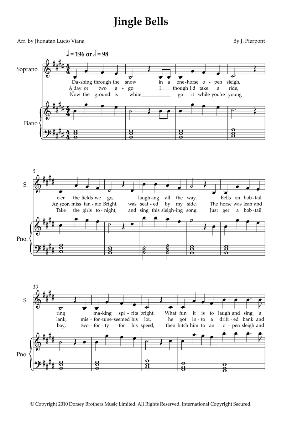 Jingle Bells Soprano Voice scores gallery preview page 1