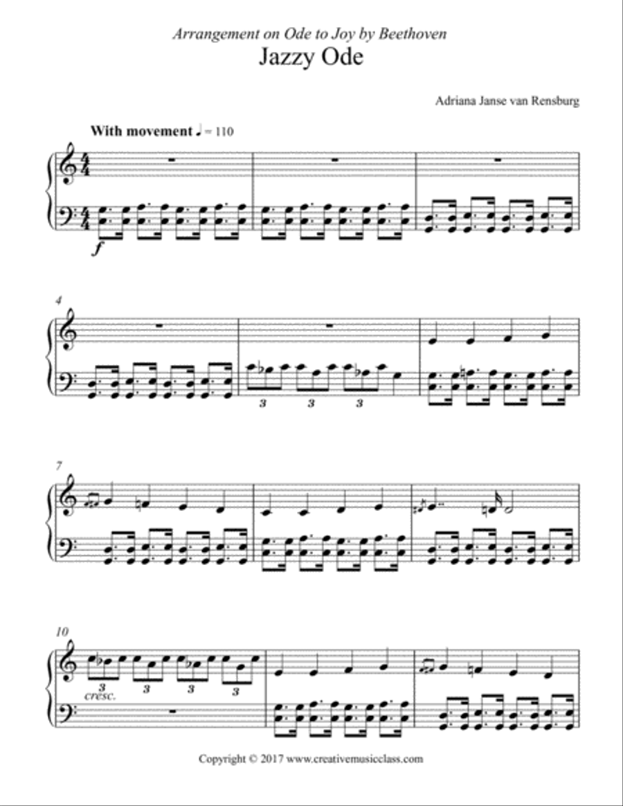 Jazzy Ode Piano Solo scores gallery preview page 1