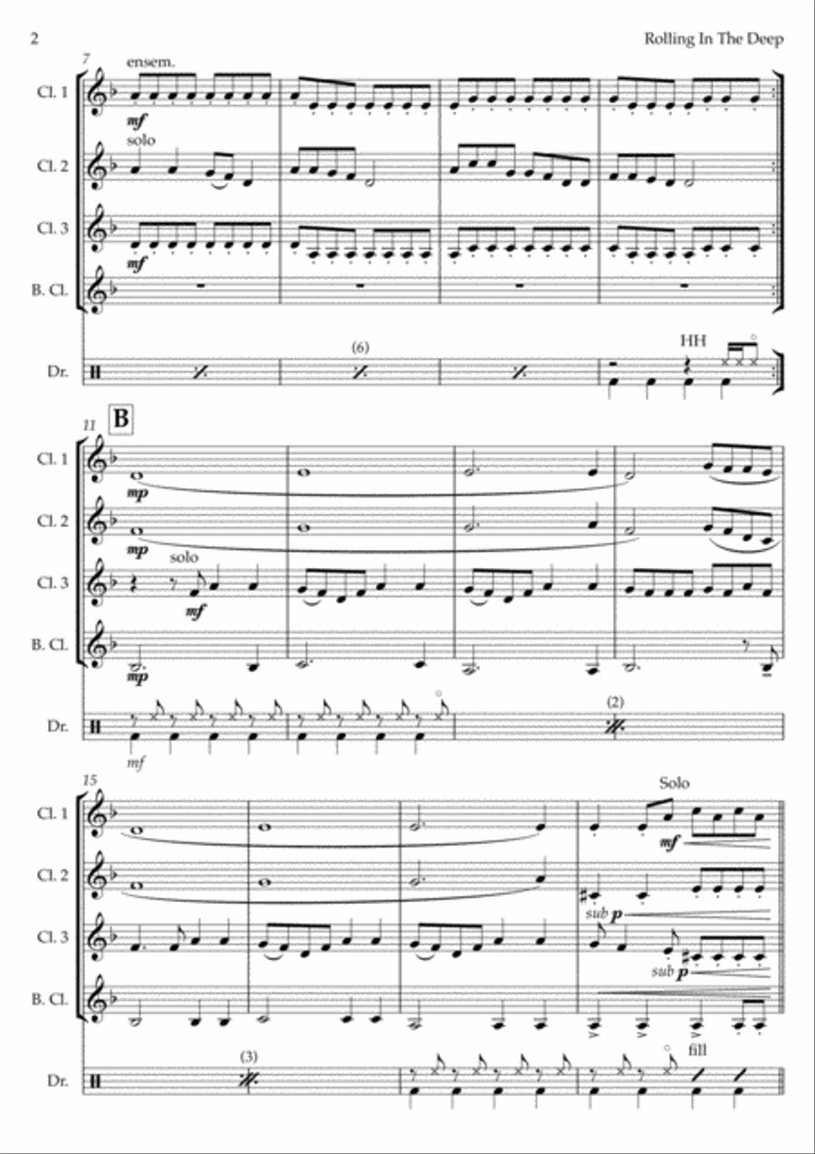 Rolling In The Deep Woodwind Quartet scores gallery preview page 2