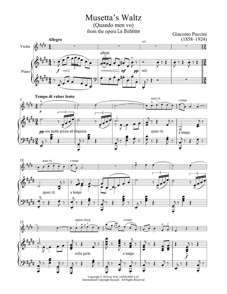 Quando Men Vo Violin Solo scores gallery preview page 1
