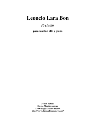 Book cover for Leoncio Lara Bon - Preludio for alto saxophone and piano